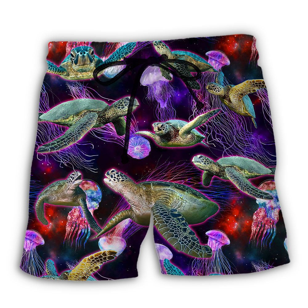 Turtle Neon Sea Art Trendy Aloha Hawaiian Beach Shorts Turtle Neon Sea Art Trendy Aloha Hawaiian Beach Shorts