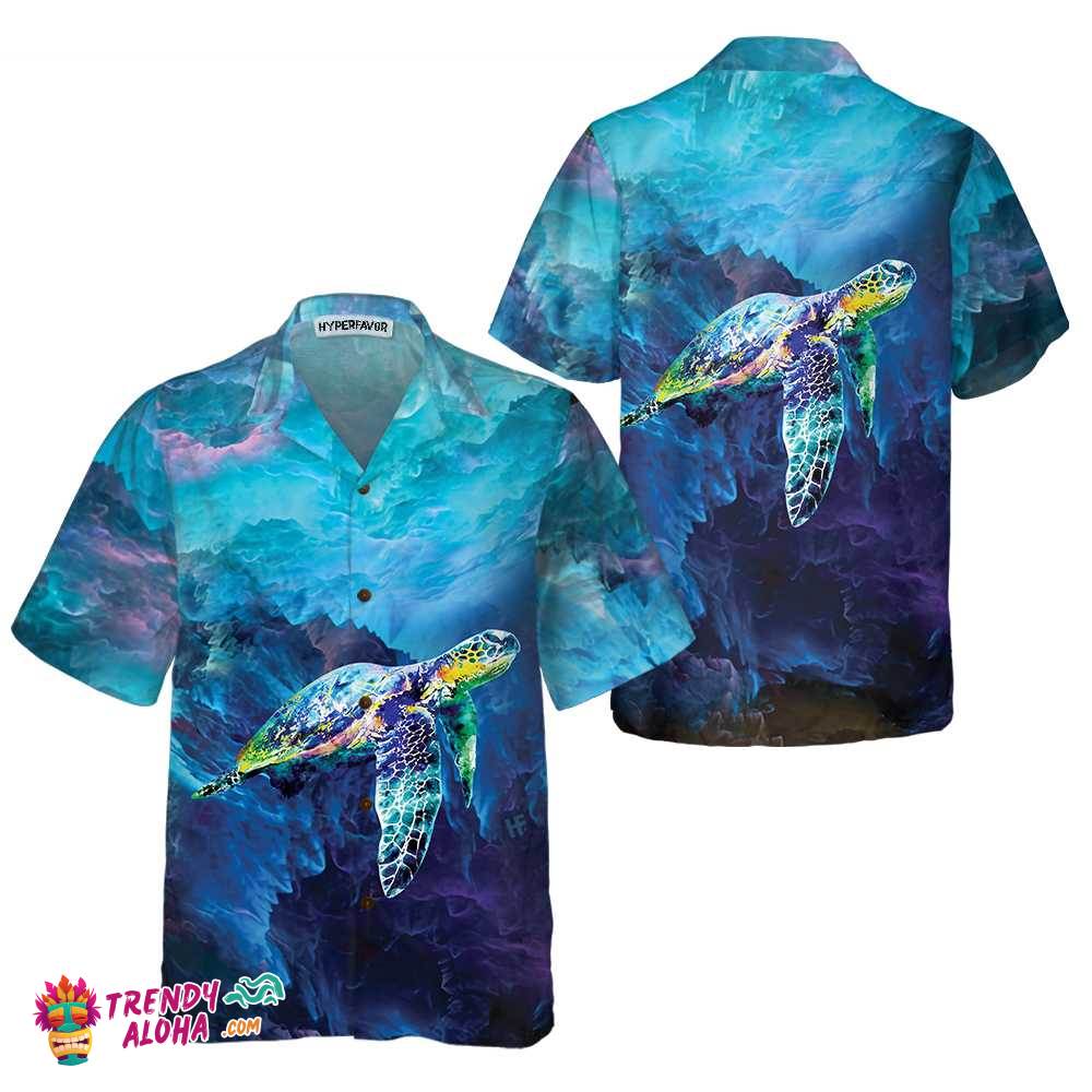 Turtle On Cloud Hawaiian Shirt, Turtle Shirt For Men & Women, Cool Turtle Gift