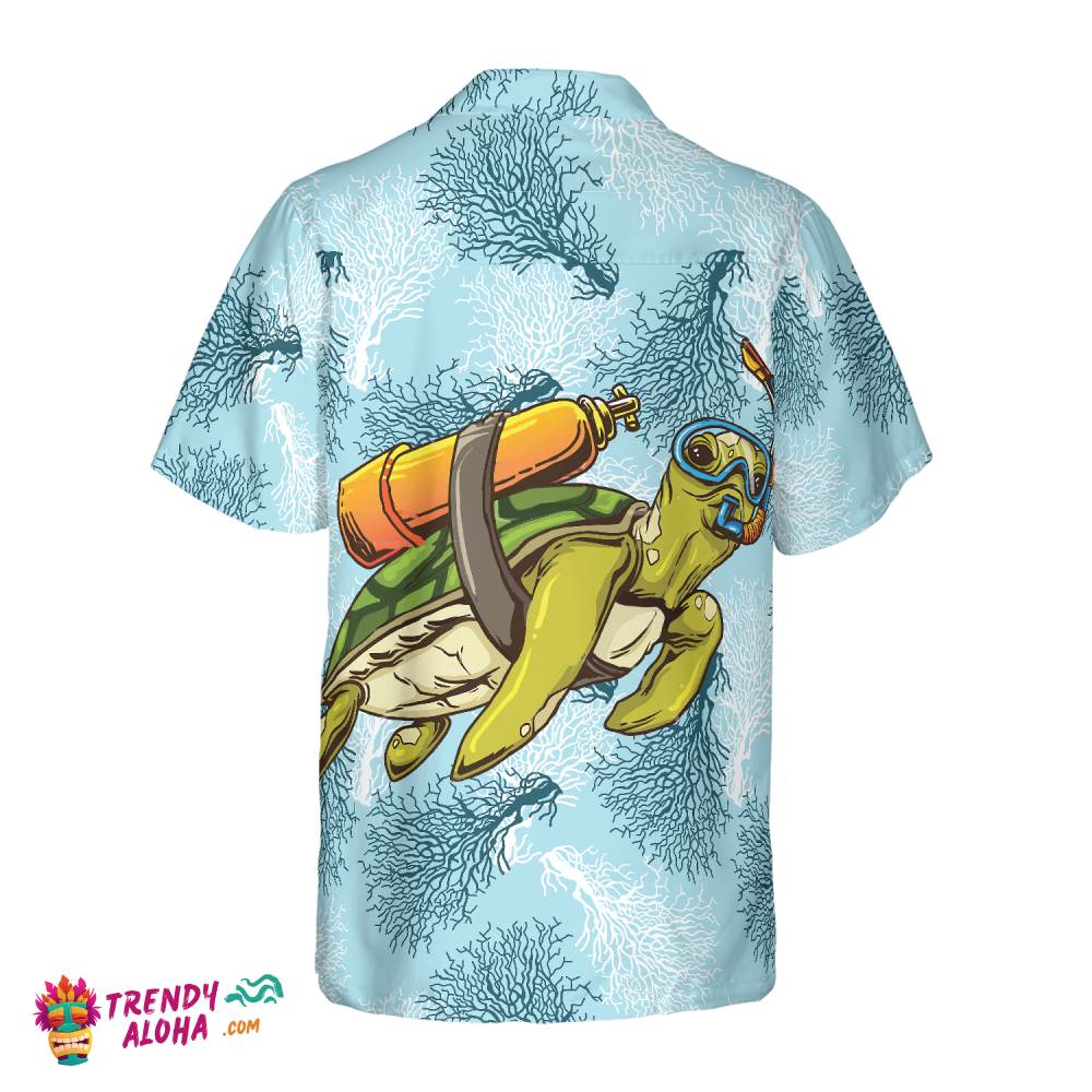 Turtle Scuba Diving Shirt For Men Hawaiian Shirt