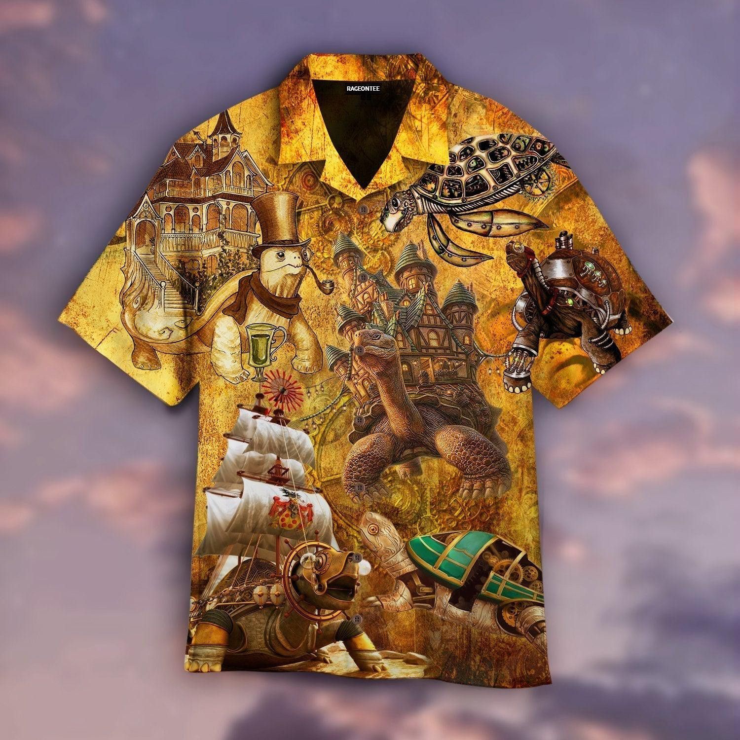 Turtle Steampunk Trendy Hawaiian Shirt For