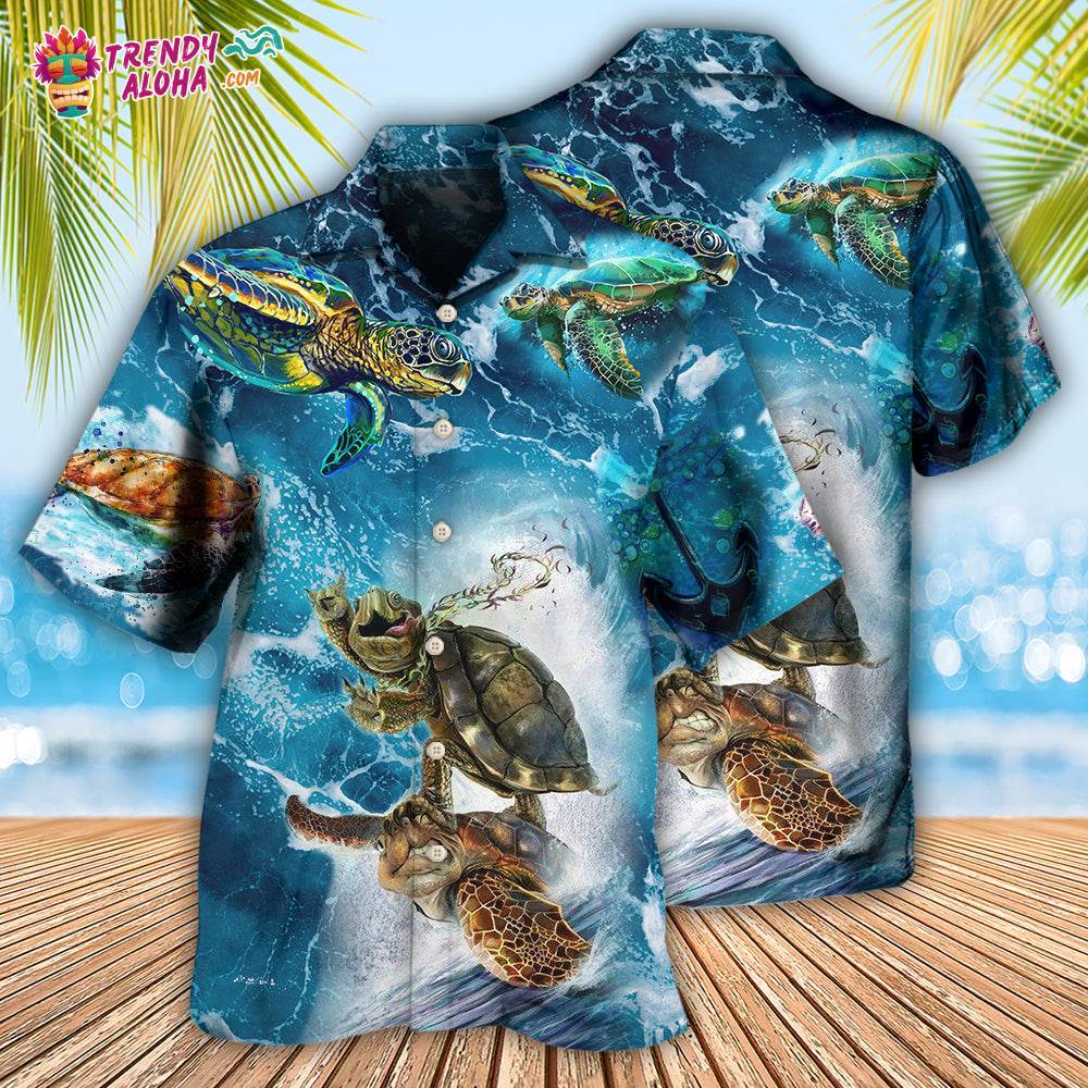 Turtle Swimming Over Sea Hawaiian Shirt – Trendy Aloha