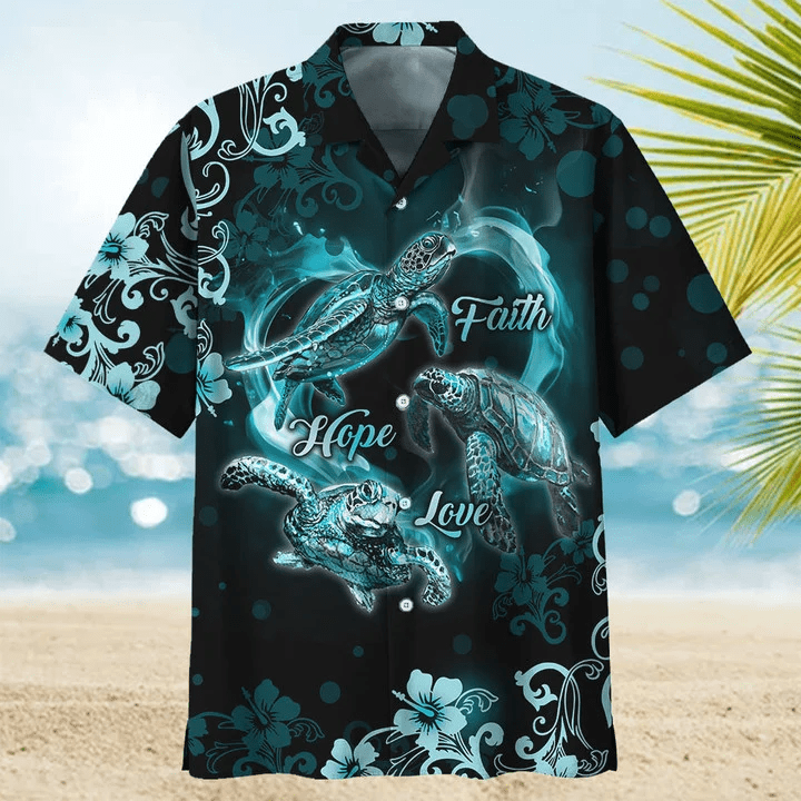Turtle Trendy Hawaiian Shirts For Men Women, Sea Turtles Summer Aloha Button Down Short Sleeves Men’S Hawaiian