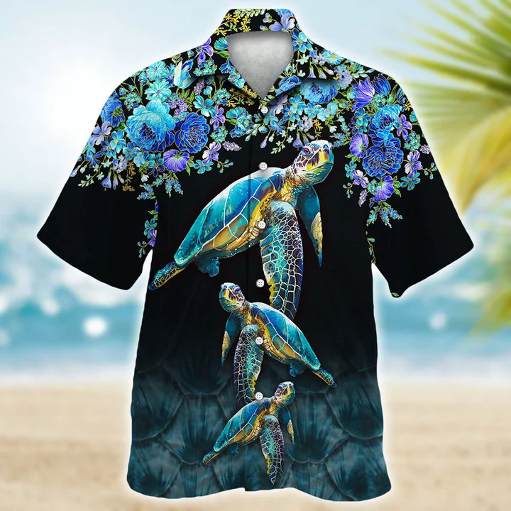 Turtle Trendy Hawaiian Shirts For Men Women, Sea Turtles Summer Aloha Button Down Short Sleeves Men’S Hawaiian