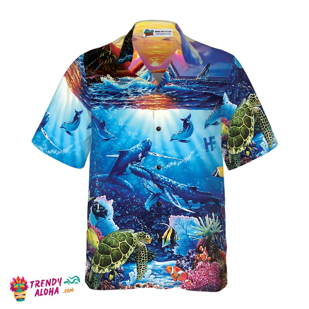 Turtle Under The Sea Hawaiian Shirt