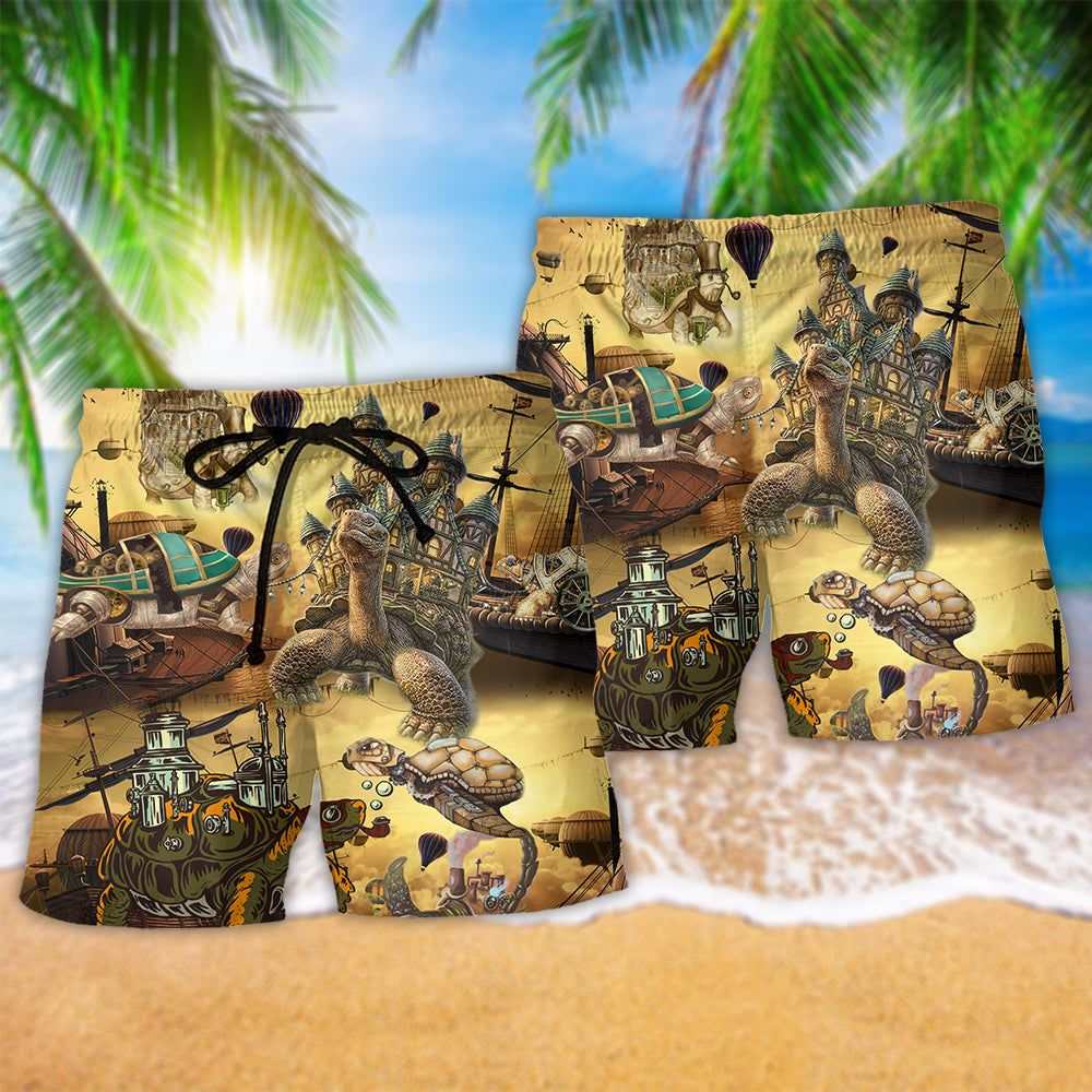 Turtle Vintage House Ship Trendy Aloha Hawaiian Beach Shorts