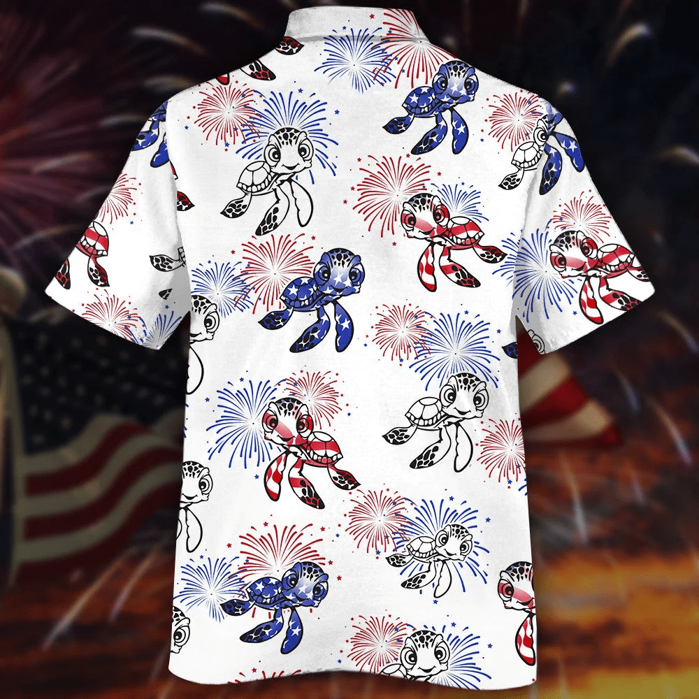 Turtles And Fireworks Trendy Hawaiian Shirt, Turtle Lover Trendy Hawaiian Shirt For