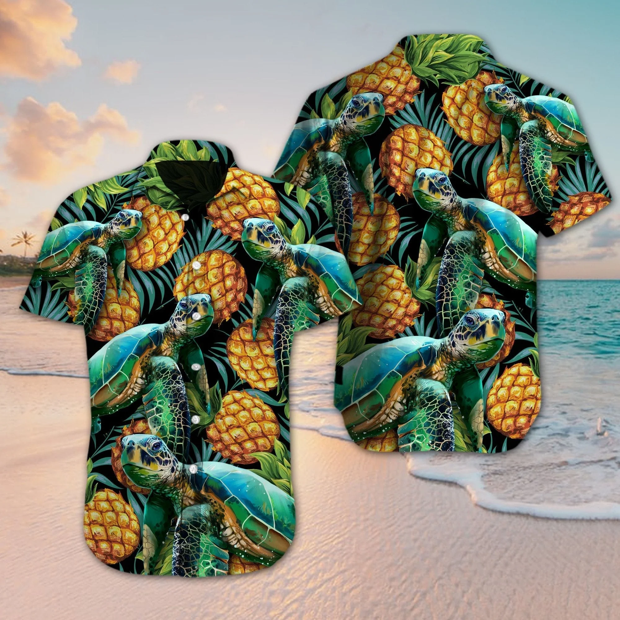 Turtles Enjoying a Day at the Beach Hawaiian Shirt