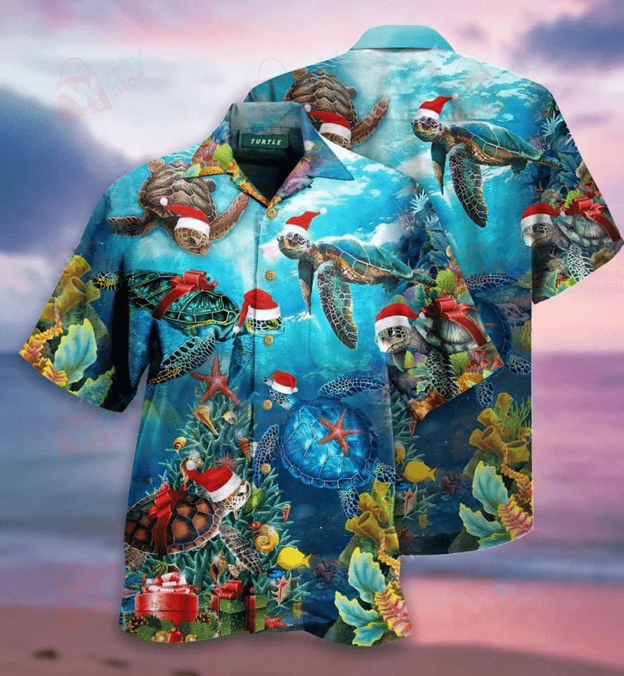 Turtley Awesome Christmas Themed Hawaiian Shirt