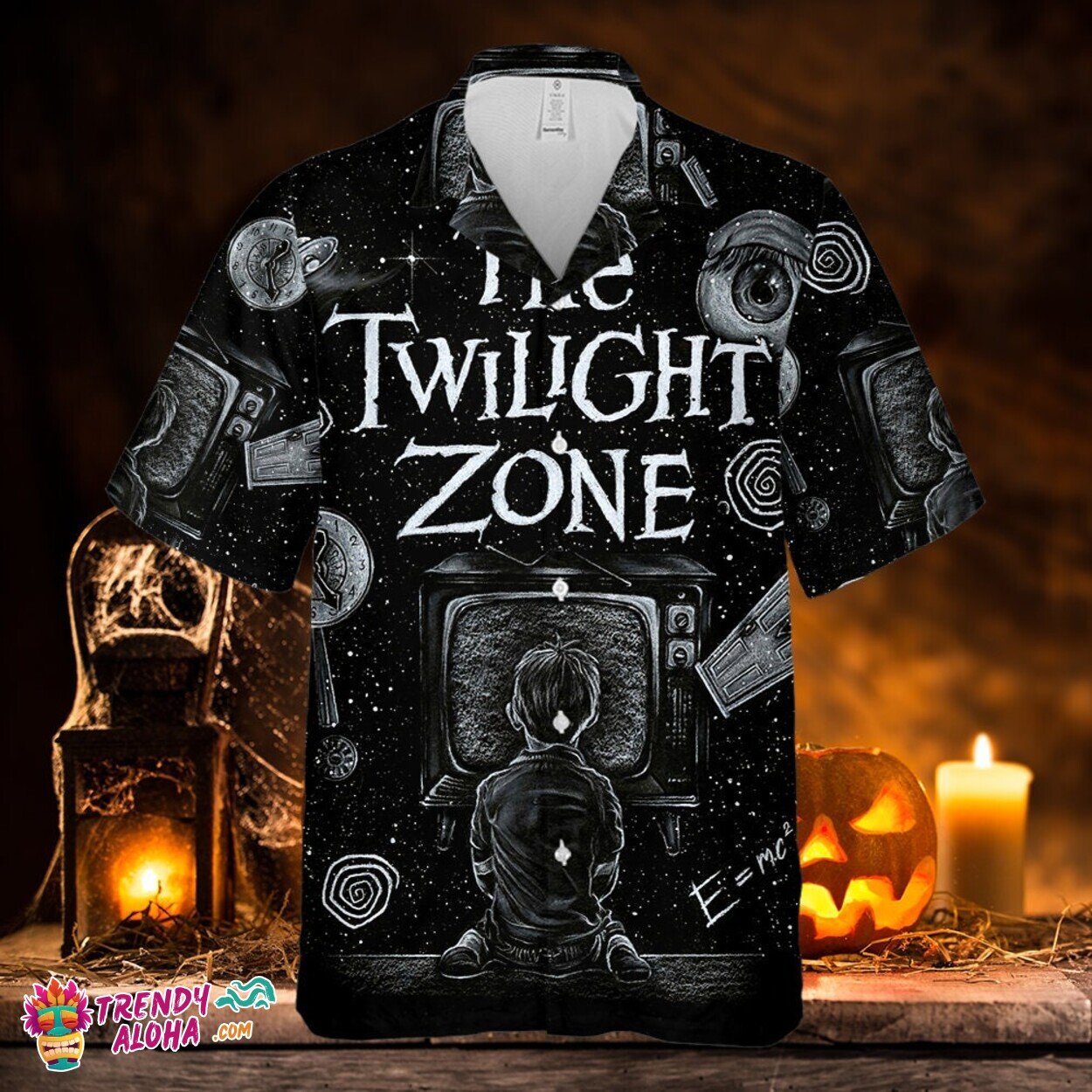 Twilight Zone Horror TV Boy Halloween Scene Hawaiian Shirt