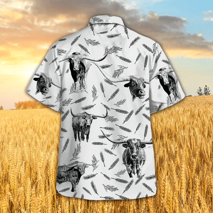 Tx Longhorn Pattern Trendy Hawaiian Shirt, Farm Cow Trendy Hawaiian Shirt