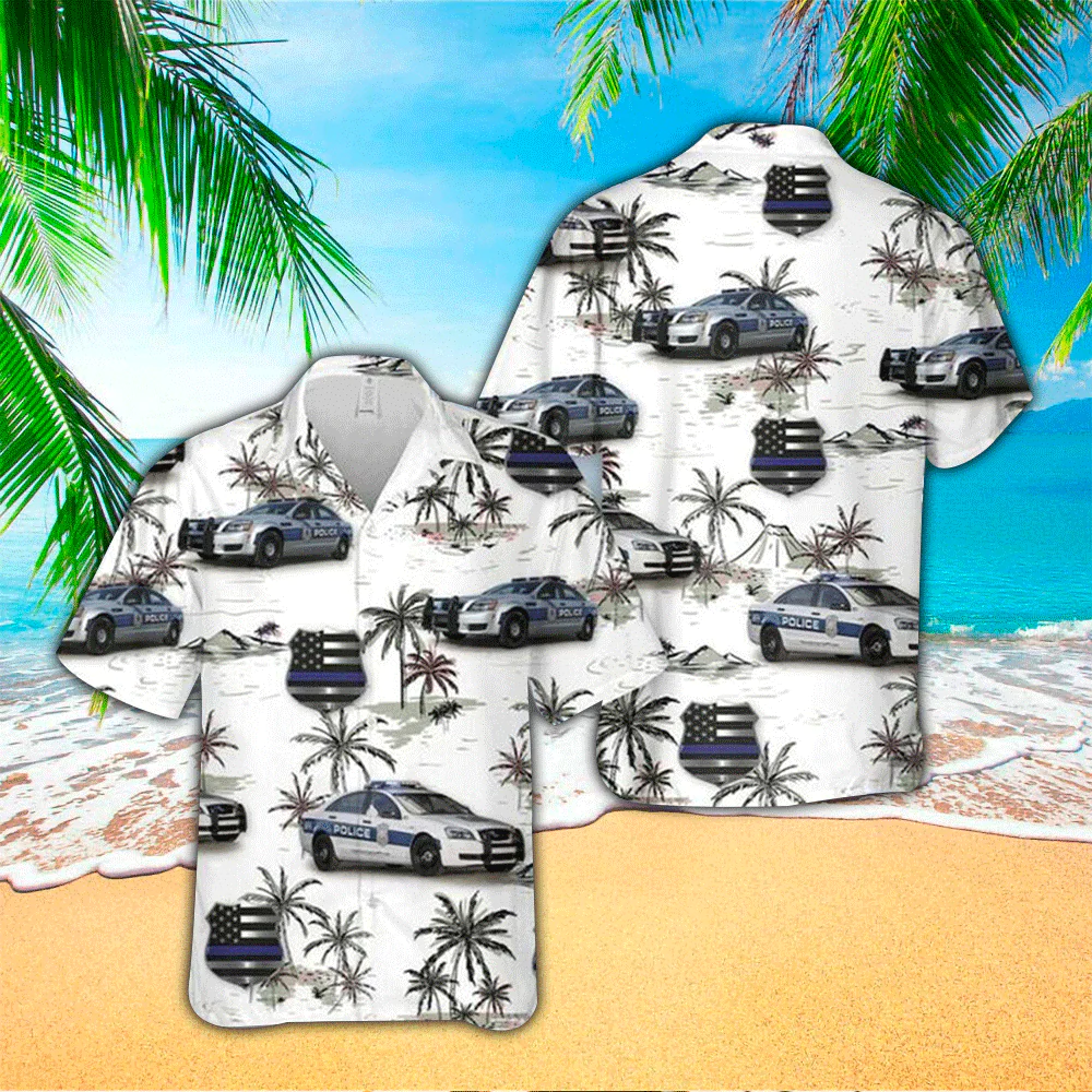 U.S Police Car Patterm Trendy Hawaiian Shirt, Gift For Police