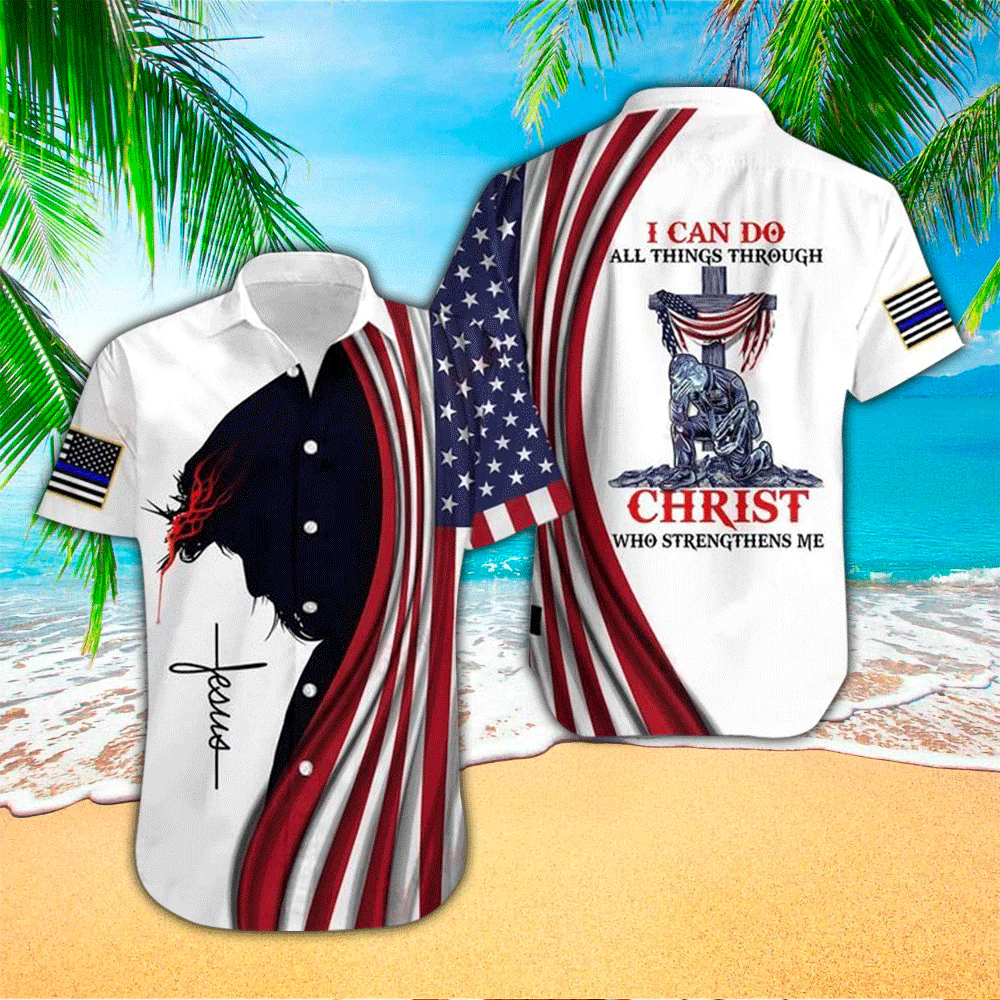 U.S. Police Officer I Can Do All Things Though Christ Who Strengthens Me Trendy Hawaiian Shirt
