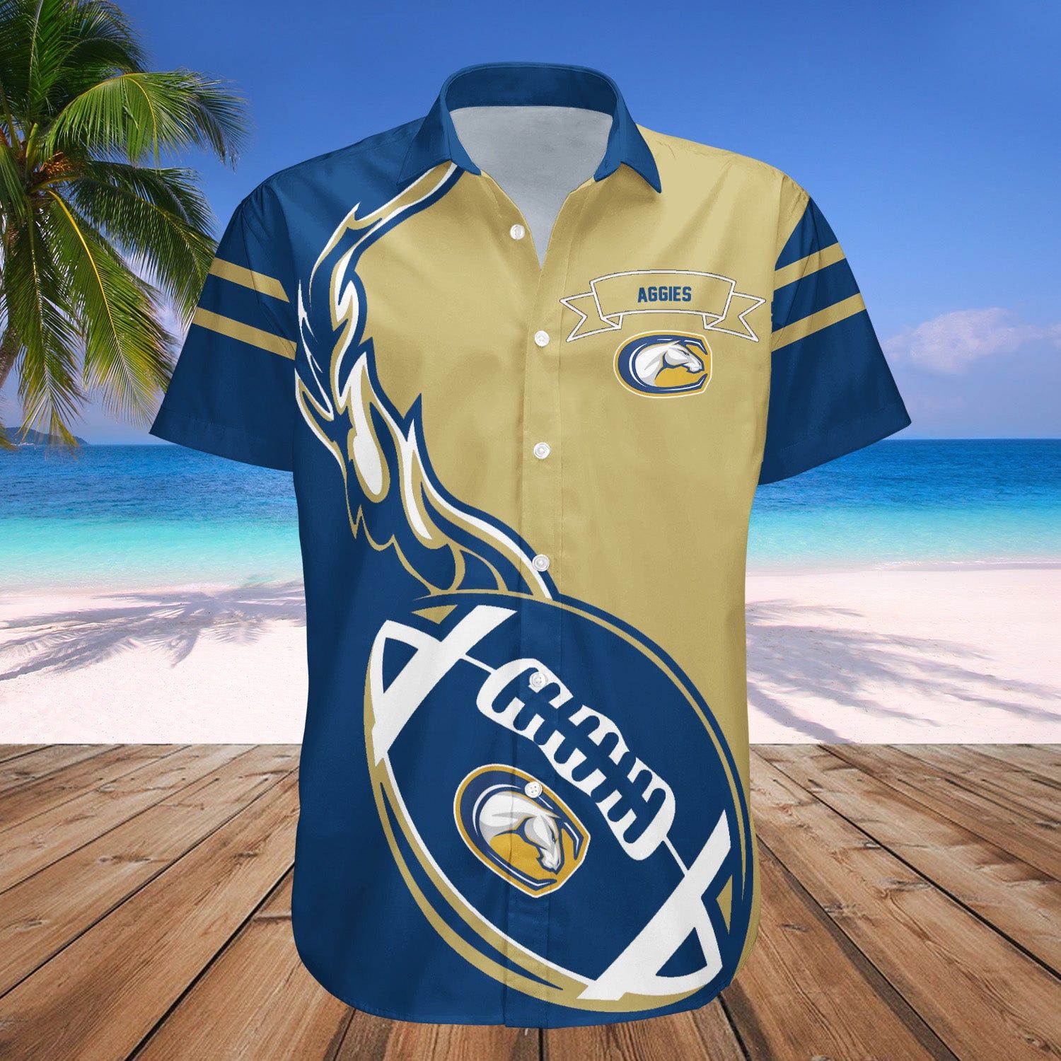 Uc Davis Aggies Hawaii Shirt Flame Ball – NCAA