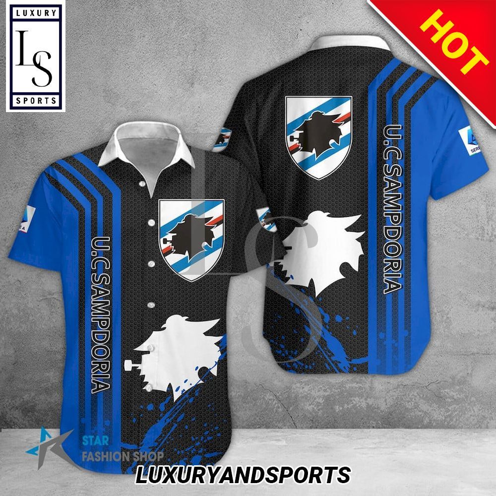 Uc Sampdoria Blue Black Trendy Hawaiian Shirt Aloha Shirt