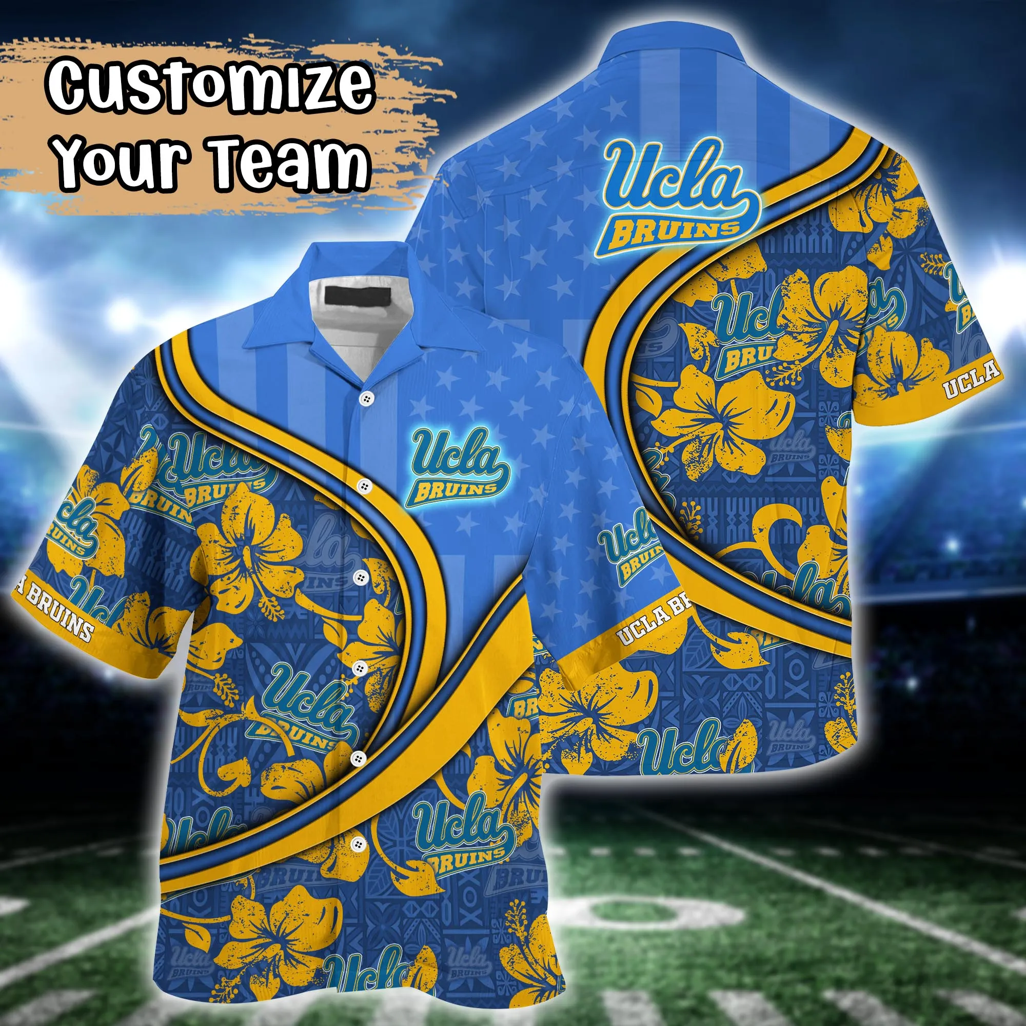 Ucla Bruins NCAA Us Flag Hawaiian Shirt Custom Summer Aloha Shirt Ucla Bruins NCAA Us Flag Hawaiian Shirt Custom Summer Aloha Shirt