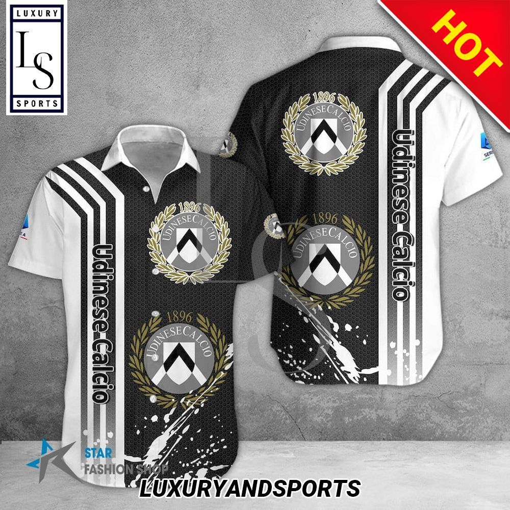 Udinese Calcio Black White Hawaiian Shirt