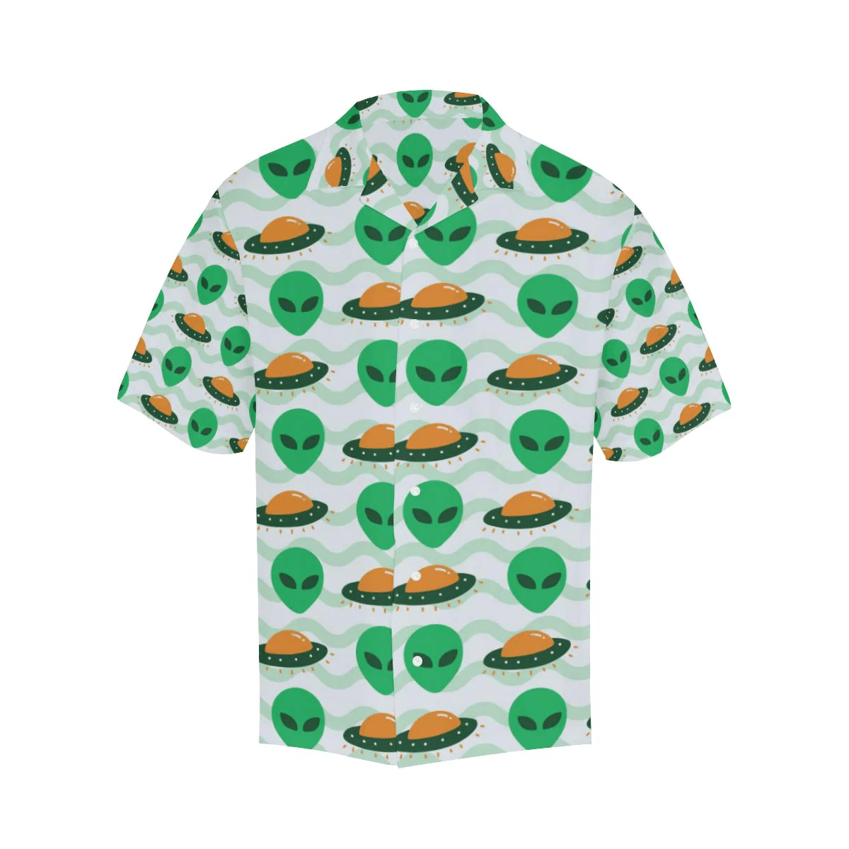Ufo Aloha Shirt Green Alien Orange Ufo White Hawaiian Shirt Ufo