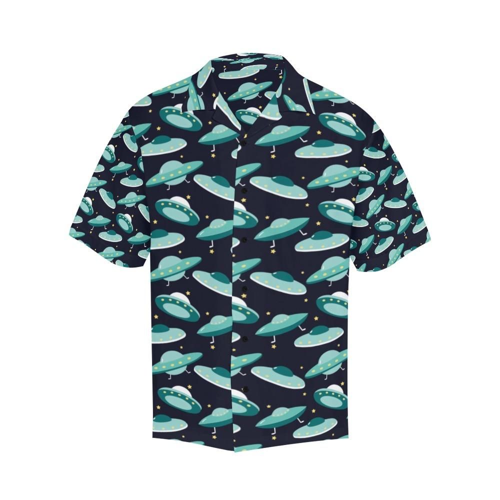 Ufo Hawaiian Shirt Green Ufo Pattern Black Hawaii Aloha Shirt