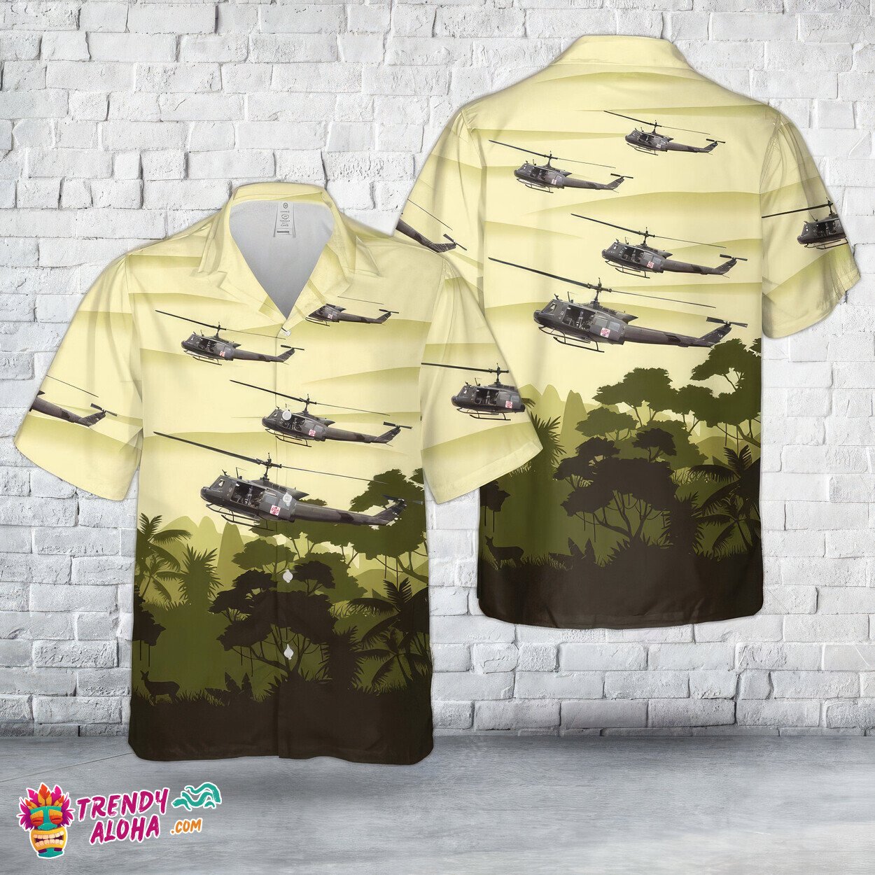 UH-1 Huey Medevac Graphic 3D Hawaiian Shirt for Summer Patriotic