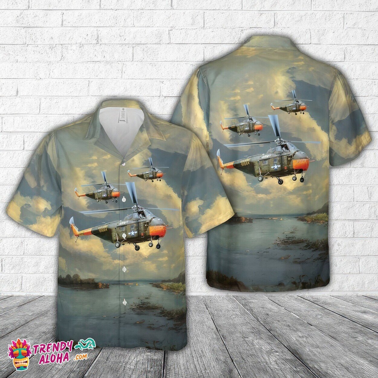 UH19D Chickasaw US Army Hawaiian Shirt for Veterans Summer Beach