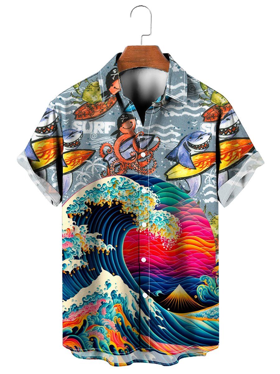 Ukiyo-E Shark Surf Short Sleeve Shirt Ukiyo-E Shark Surf Short Sleeve Shirt