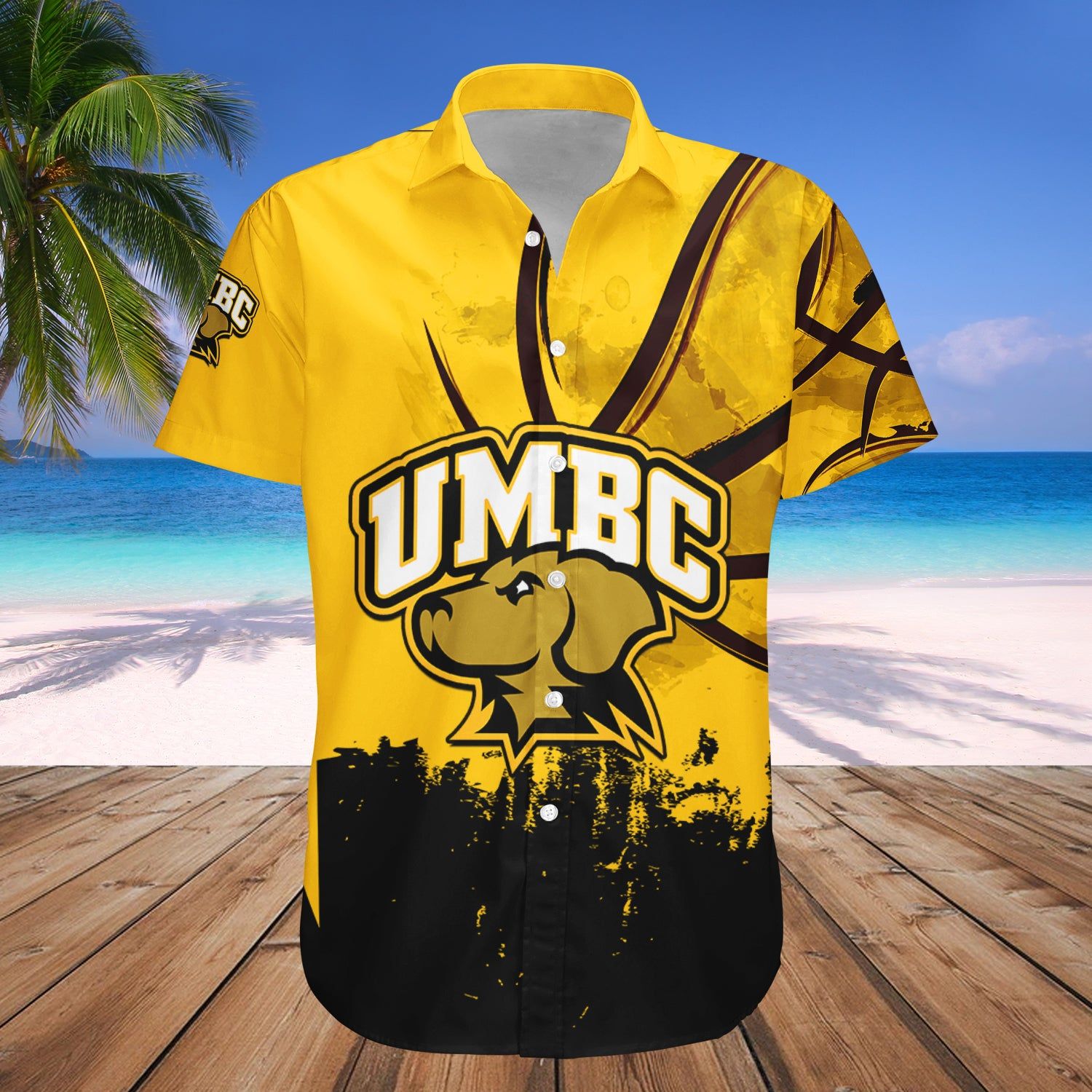Umbc Retrievers Hawaii Shirt Basketball Net Grunge Pattern – NCAA