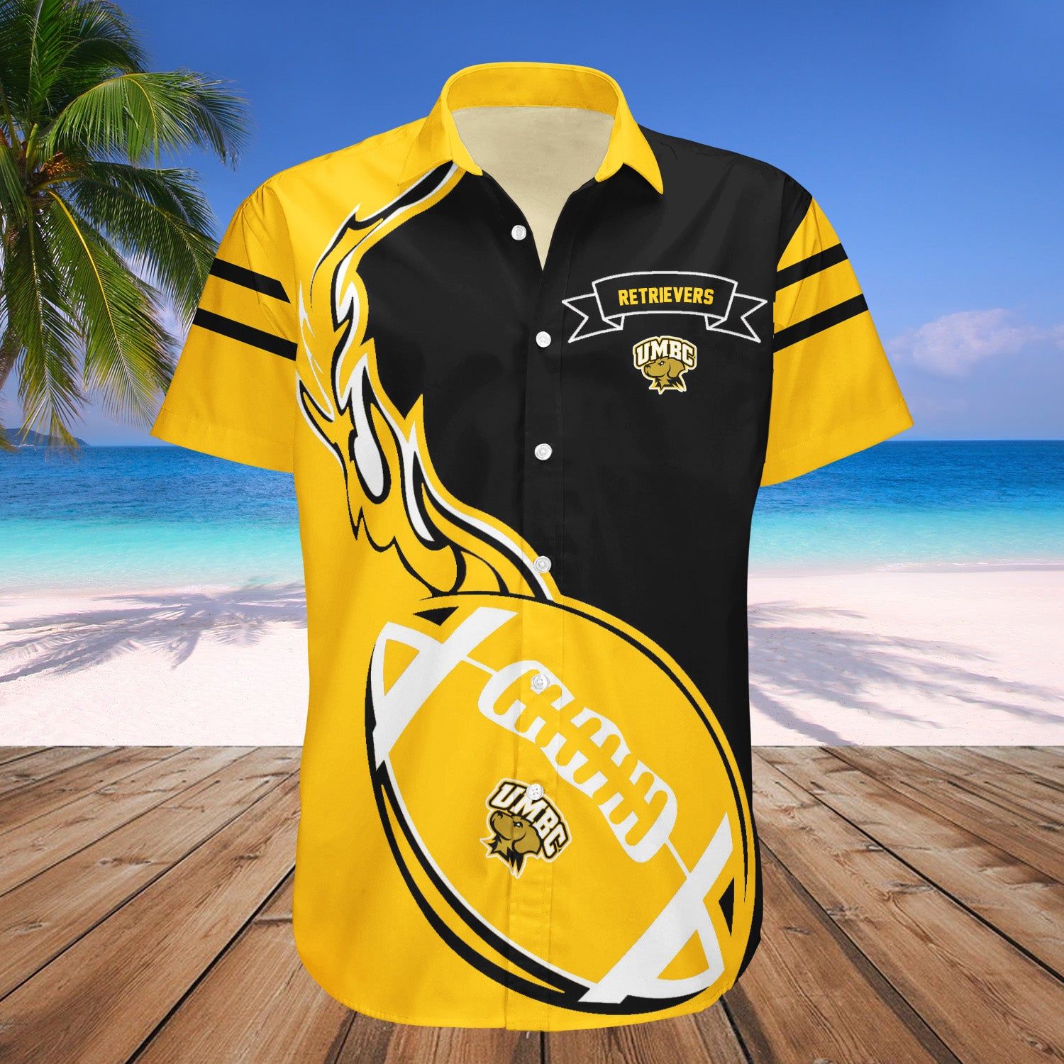Umbc Retrievers Hawaii Shirt Flame Ball – NCAA