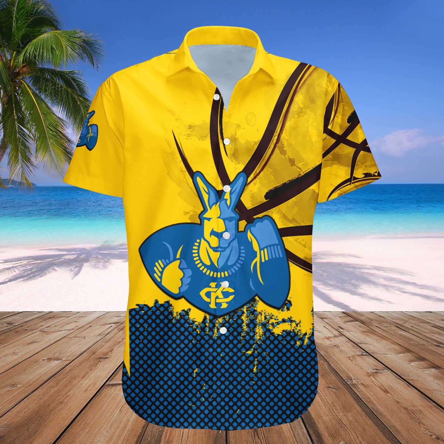 Umkc Kangaroos Hawaii Shirt Basketball Net Grunge Pattern – NCAA