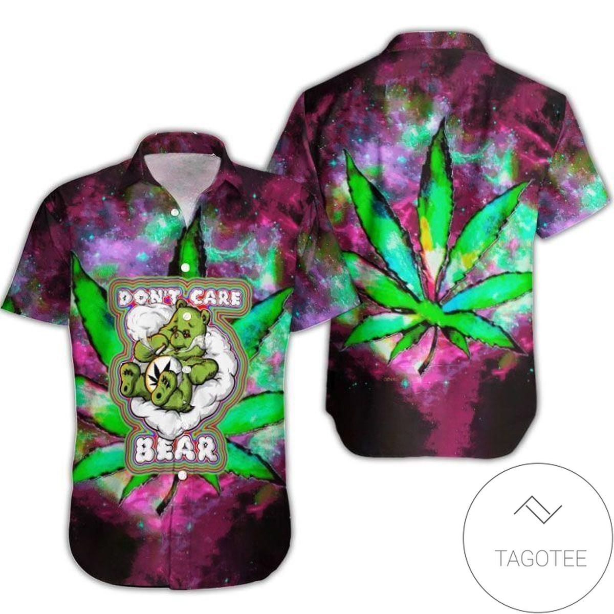 Unbothered Weed Bear Slogan Elegantly Featured on Hawaiian Shirt