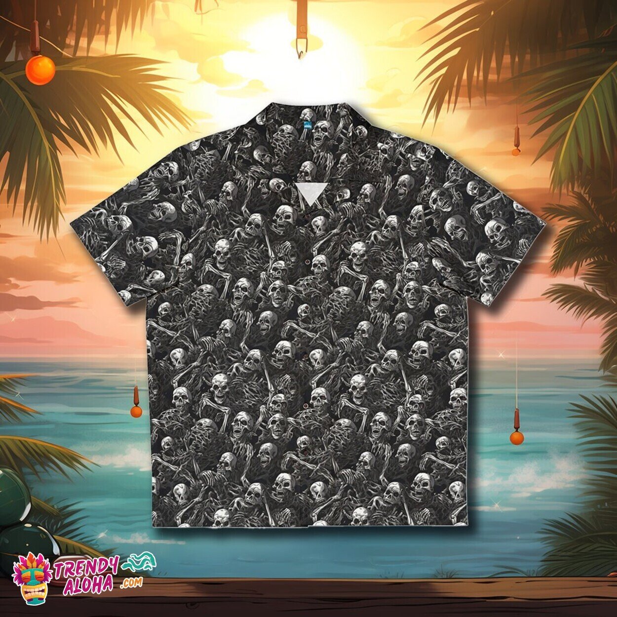 Undead Twist MC Escher Zombie Horde Tropical Aloha Shirt