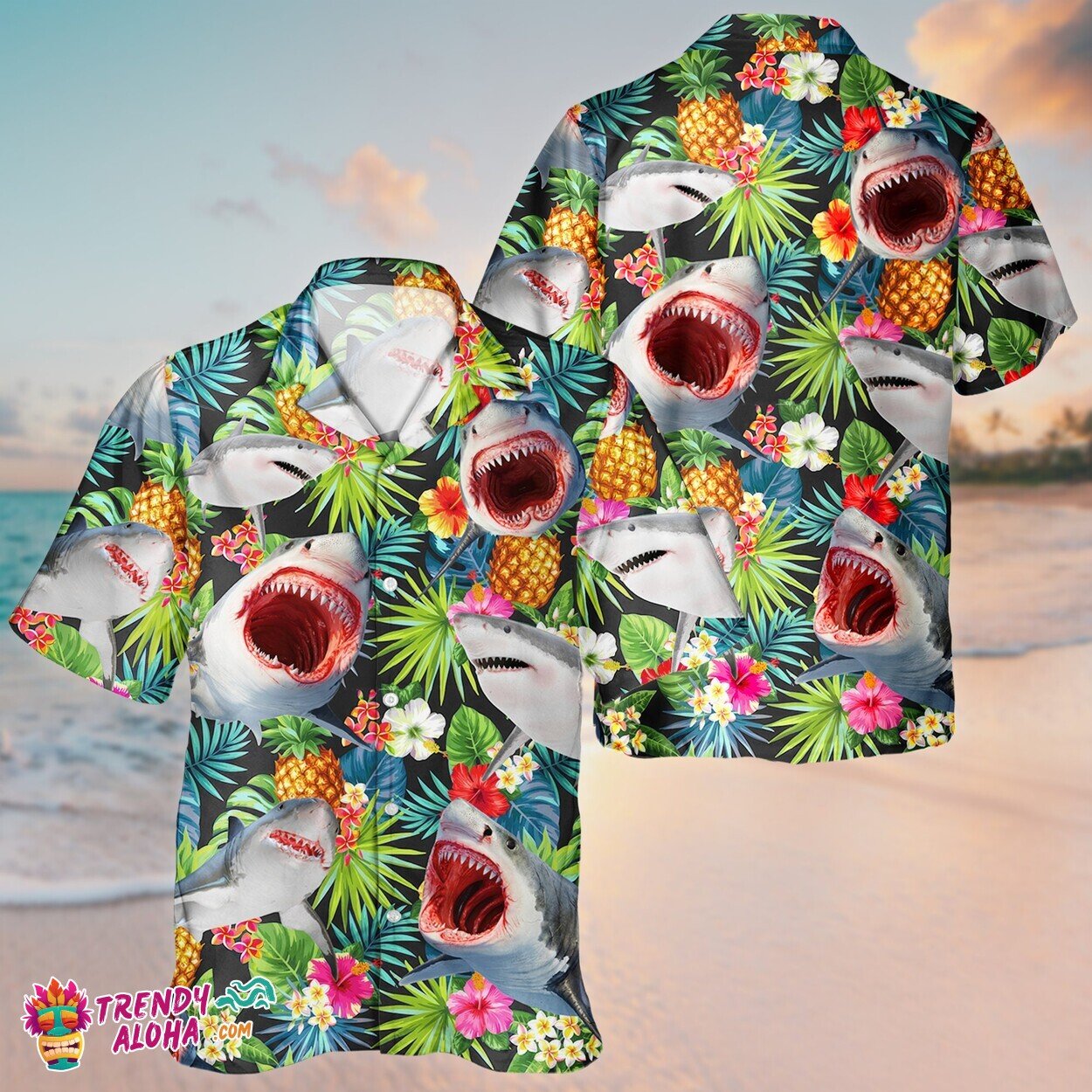 Underwater Shark Adventure Aloha Unisex Hawaiian Shirt Short Sleeve