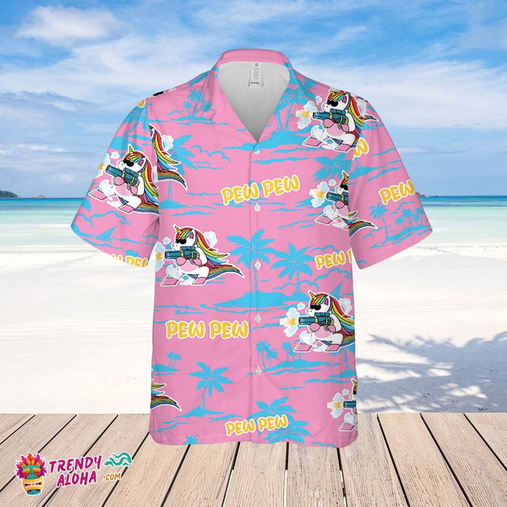 Unicon Pew Pew Hawaiian Beach Pattern Hawaiian Shirt, Unicon Pew Pew Hawaiian Shirt, Beach Shirt