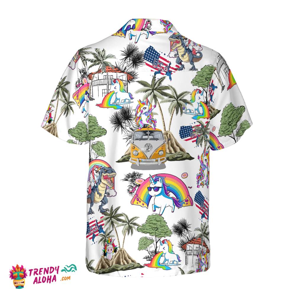 Unicorn American Flag Hawaiian Shirt