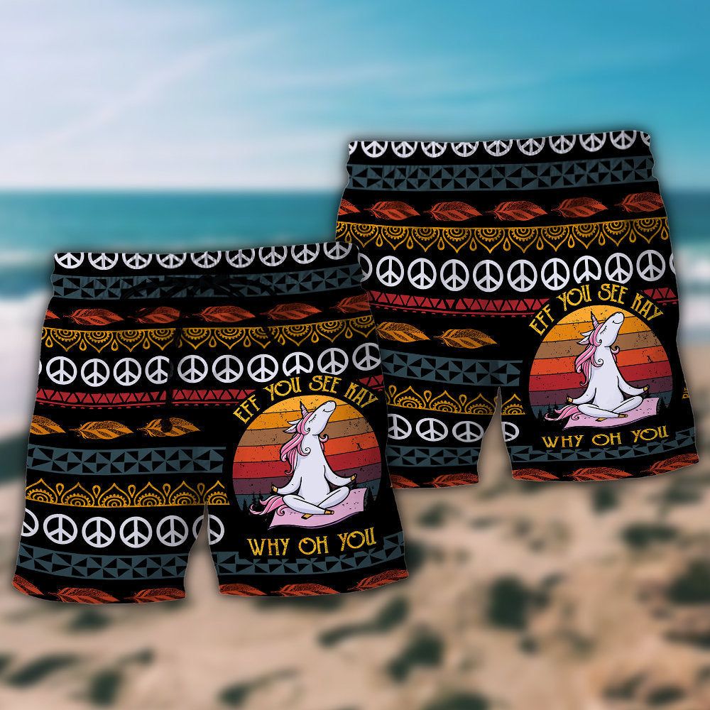 Unicorn Eff You See Kay Why Oh You Trendy Aloha Hawaiian Beach Shorts
