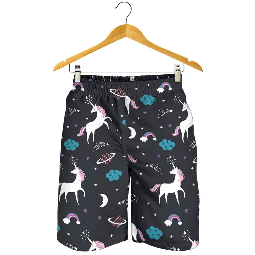 Unicorn Rainbows Moon Clound Star Pattern For Men Women Kid Shorts