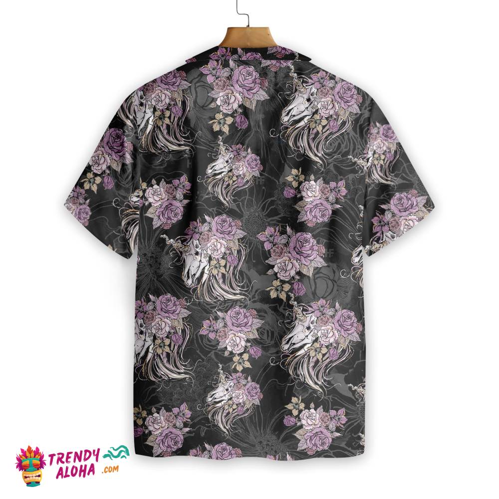 Unicorn Skull Flowers Hawaiian Shirt