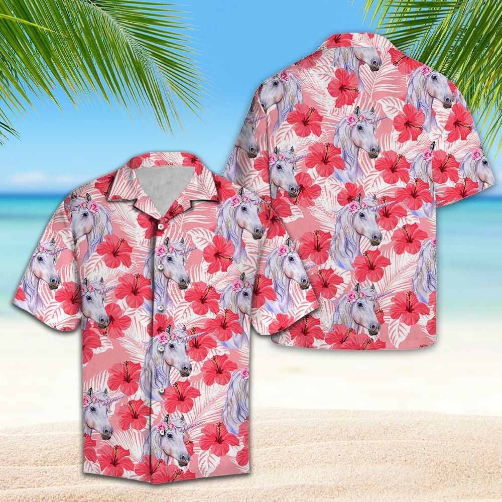 Unicorn Tropical Flowers Hibiscus Trendy Hawaiian Shirt, Unicorn Lover Trendy Hawaiian Shirt For Summer Gifts Unicorn Tropical Flowers Hibiscus Trendy Hawaiian Shirt, Unicorn Lover Trendy Hawaiian Shirt For Summer Gifts