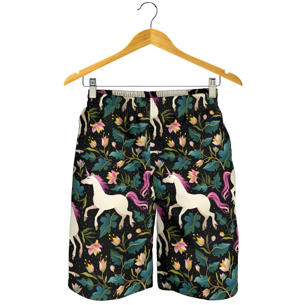 Unicorns Forest Background For Men Women Kid Shorts
