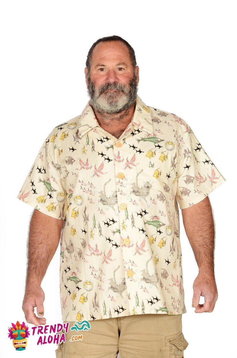Unique Ghastlie Fish Aquarium Patterned Quirky Hawaiian Shirt