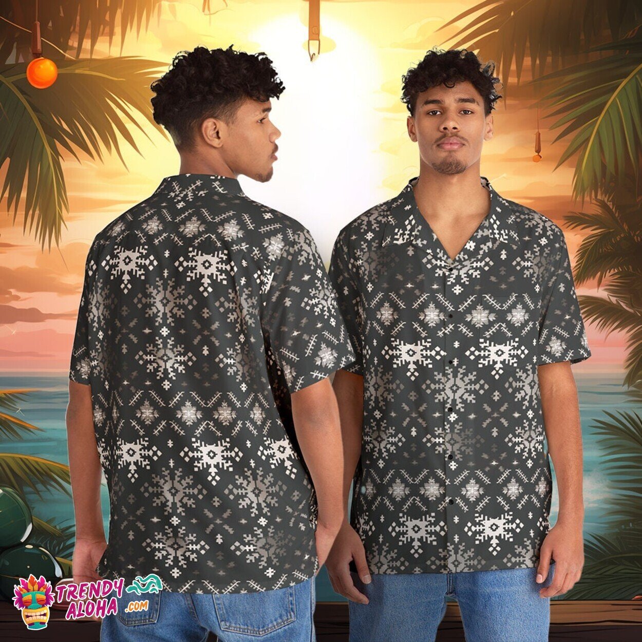 Unique Spooky Christmas Sweater Design Unisex Button-Up Shirt