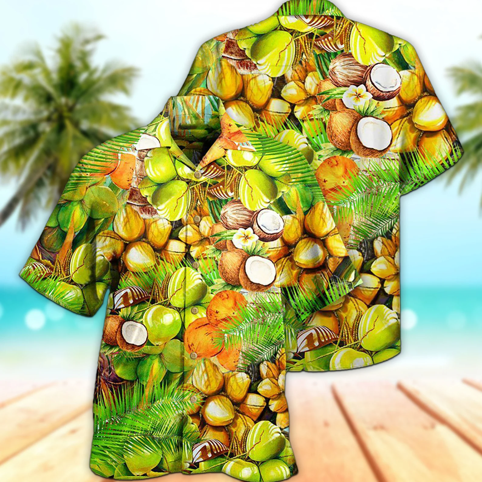 Unisex 3D Coconut Lover Trendy Hawaiian Shirt For Men, Aloha Trendy Hawaiian Shirt Short Sleeve Hawaiian