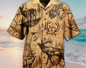 Unisex 3D Hunting Deer Vintage Limited Edition Trendy Hawaiian Shirt For Men, Aloha Trendy Hawaiian Shirt Short Sleeve Hawaiian