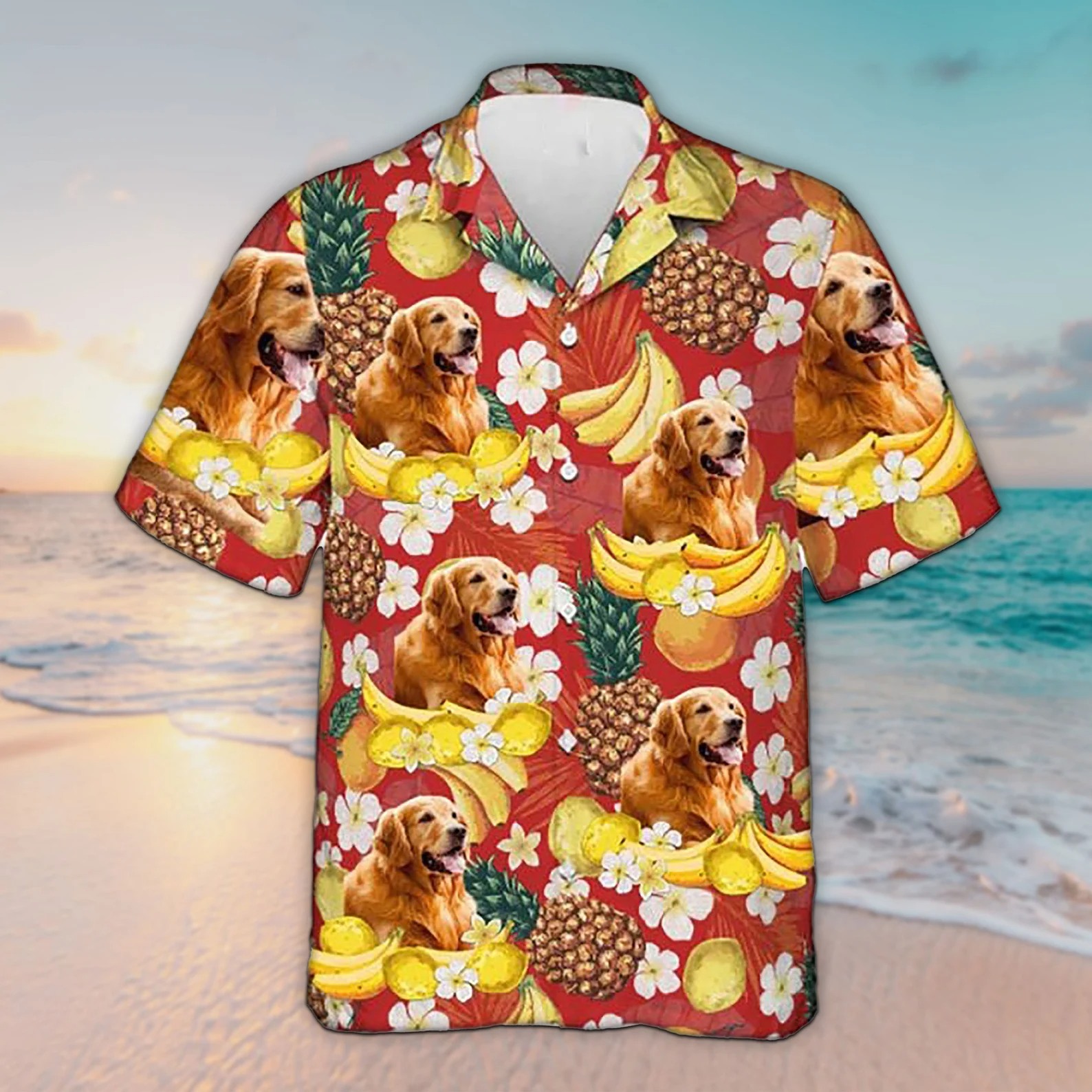 Unisex 3D Tropical Fruit Pattern – Dog And Cat Custom Trendy Hawaiian Shirt For Men, Aloha Trendy Hawaiian Shirt Short Sleeve Hawaiian