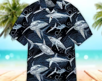 Unisex 3D Underwater Marine Fish Pattern Blue Trendy Hawaiian Shirt Limited Edition, Aloha Trendy Hawaiian Shirt Short Sleeve Hawaiian