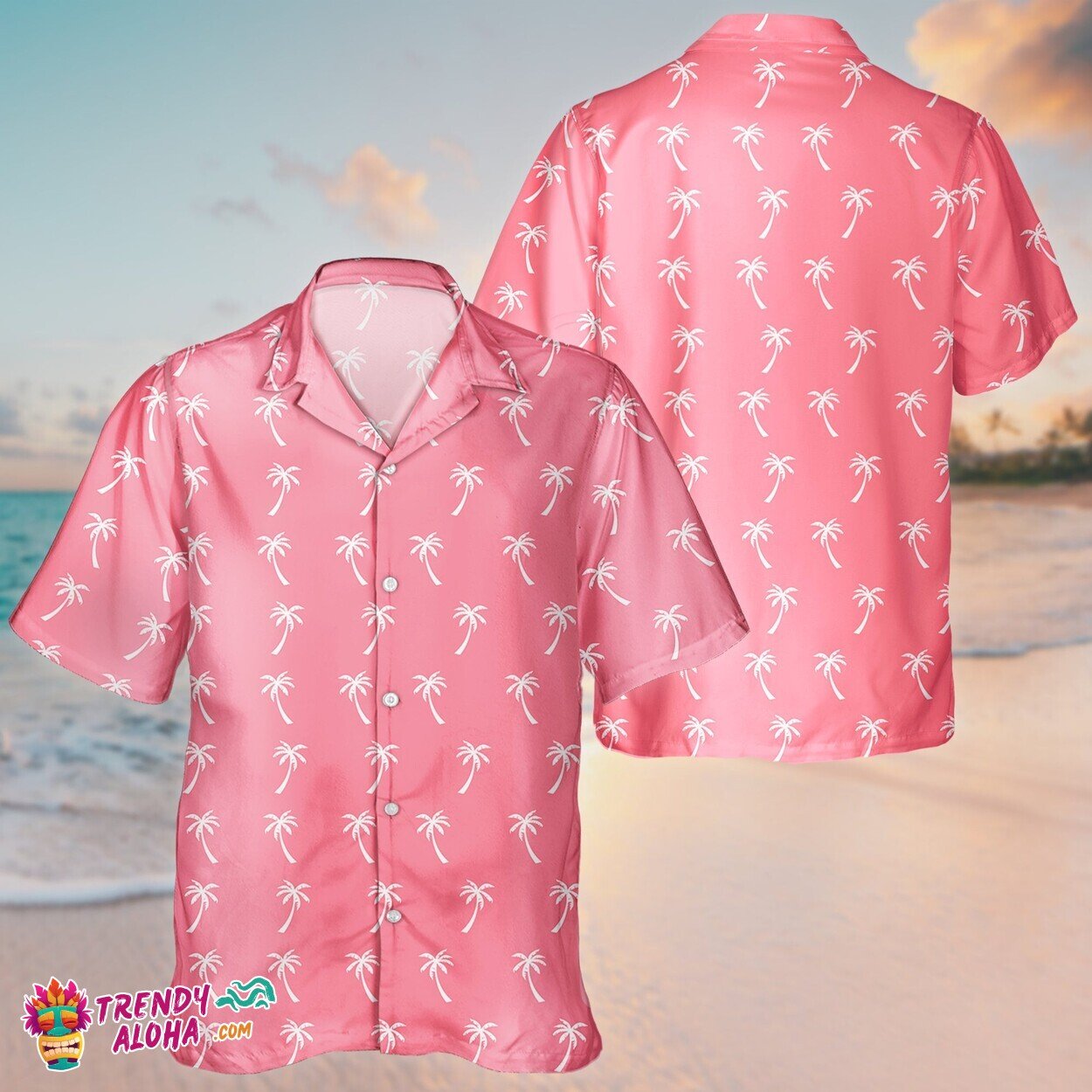 Unisex Aloha Hawaiian Short Sleeve Shirt Coconut Tree Print