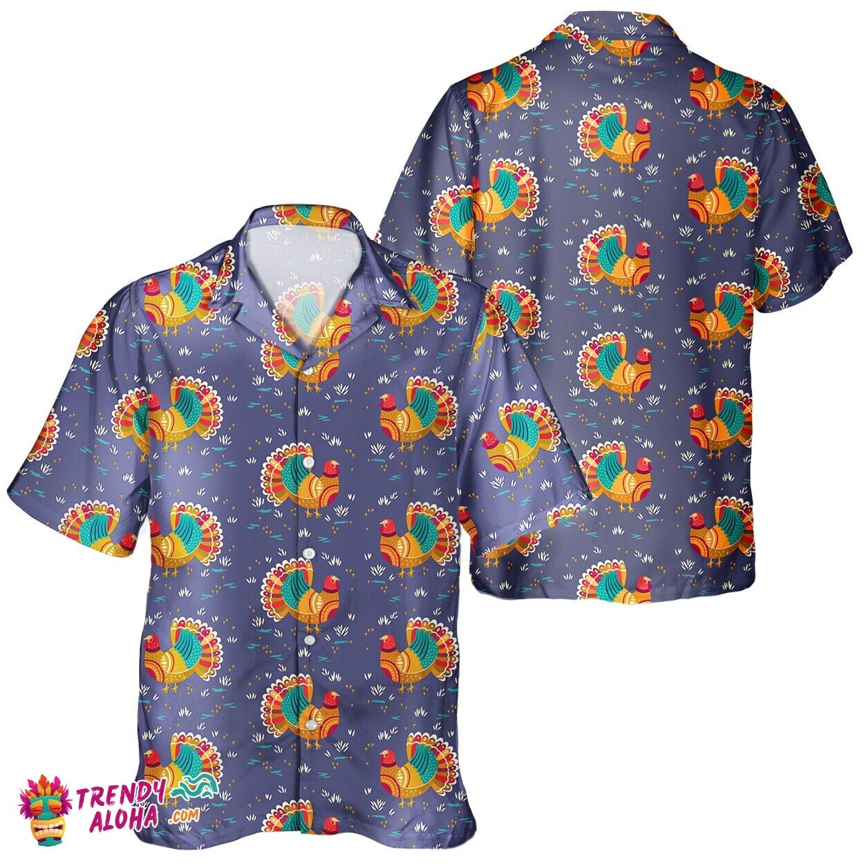 Unisex Autumn Pumpkin Leaves Thanksgiving Turkey Festive Aloha Shirt