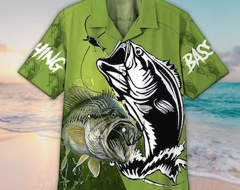 Unisex Bass Fish Custom Trendy Hawaiian Shirt For Men & Women, Aloha Trendy Hawaiian Shirt Short Sleeve Hawaiian