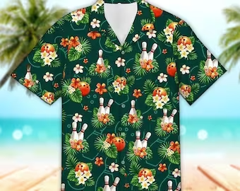 Unisex Bowling Trendy Hawaiian Shirt Bowling Lover Gifts Tropical Trendy Hawaiian Shirt, Aloha Trendy Hawaiian Shirt Short Sleeve Hawaiian