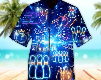 Unisex Bowling Trendy Hawaiian Shirt Strike Bowling Tropical Trendy Hawaiian Shirt, Aloha Trendy Hawaiian Shirt Short Sleeve Hawaiian