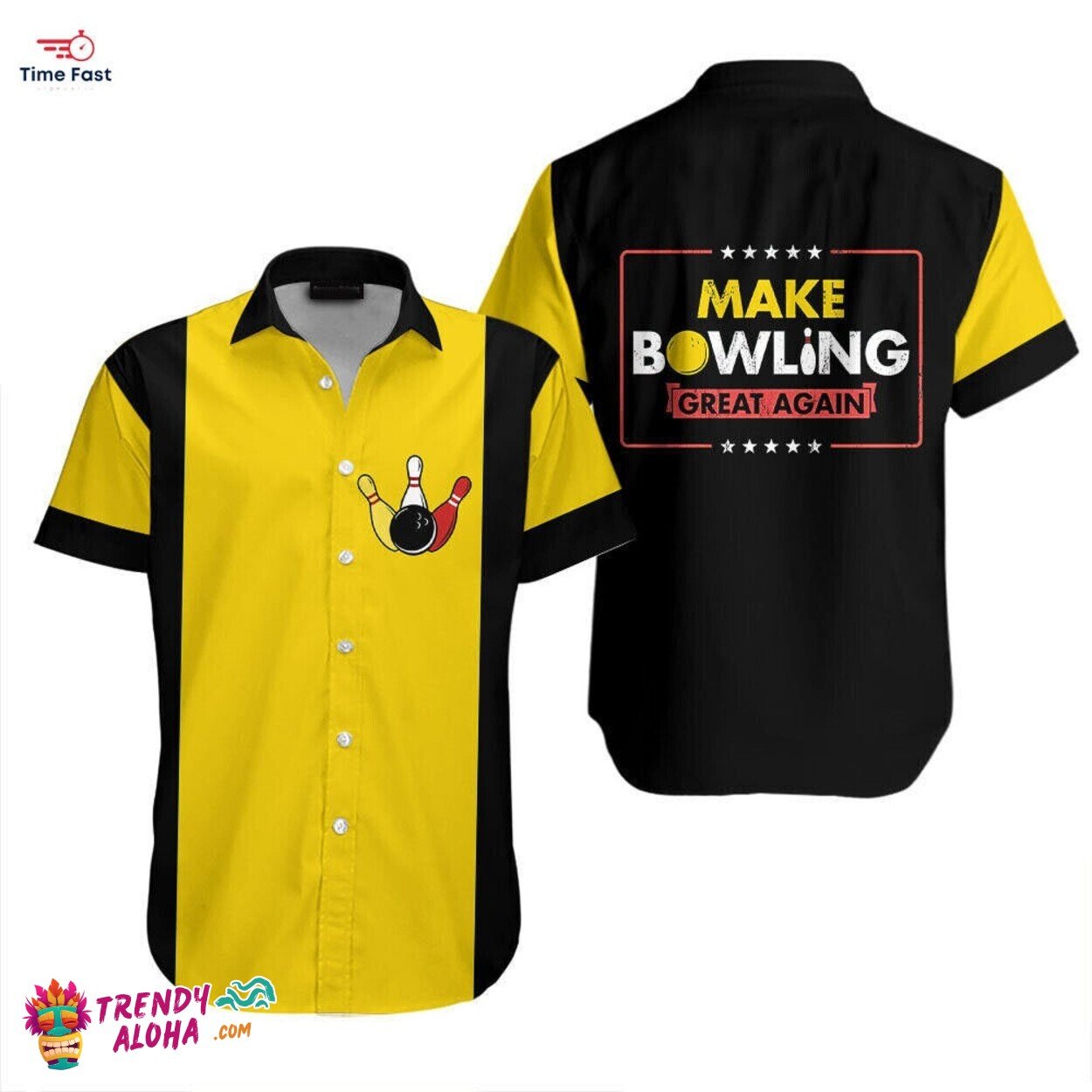Unisex Make Bowling Great Again Themed Hawaiian Shirt Sizes